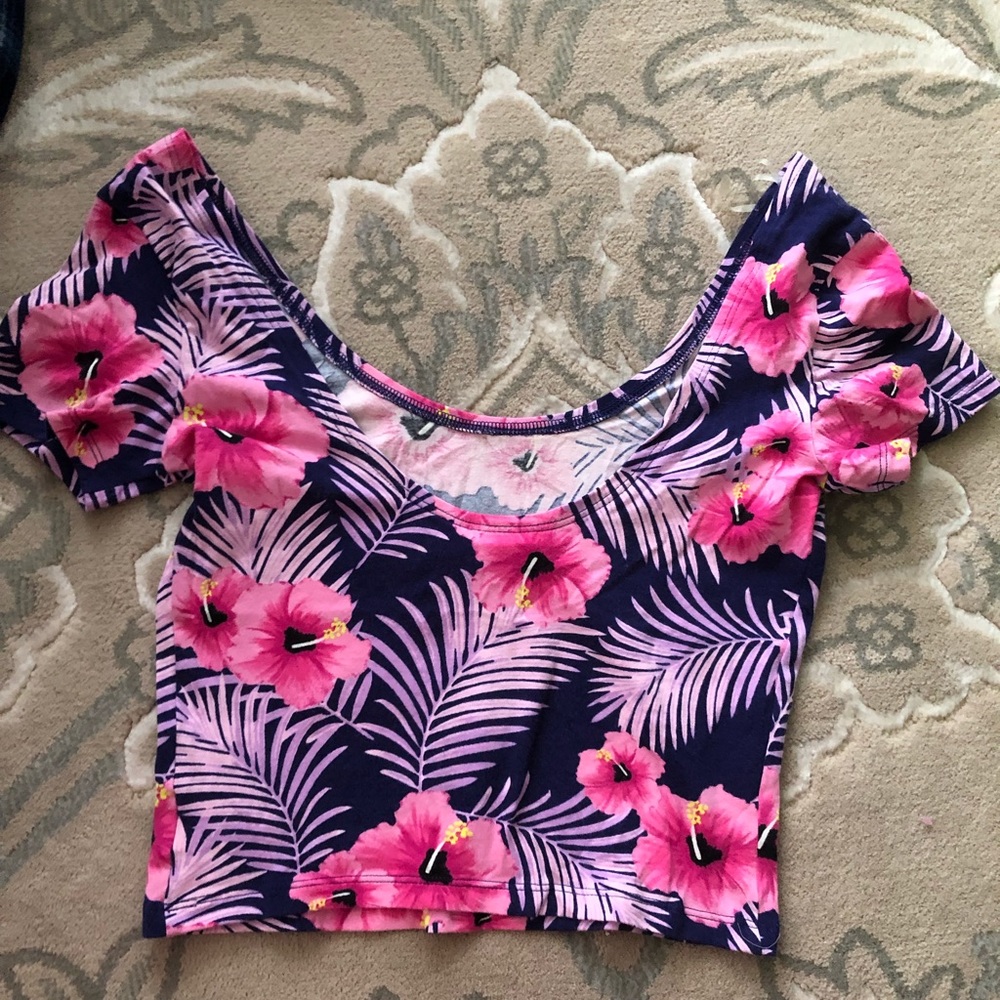 Pink Floral Crop top.